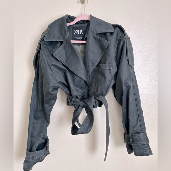 Zara Jackets & Blazers - Zara Women's Dark olive green cropped Trench Coat med